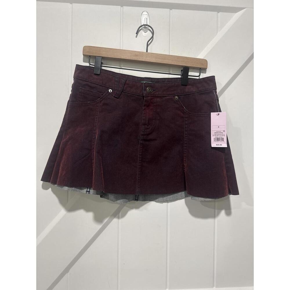 Wild Fable Burgundy Denim Mini Skirt Size 2